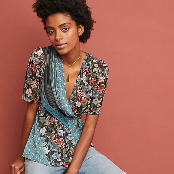 Anthropologie Tops - NWT Anthropologie Tiny Lovely Patchwork Wrap Top